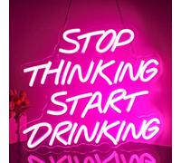 Stop Thinking Start Drinking Neon Sign Neon Bar Sign Pink LED Neon Signs for Bar Decor Letter Neon Light Sign for Shops Cafes Home Beer Bar Party Restaurant