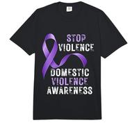 Stop Violence Domestic Violence Awareness Purple Ribbon Comfort Colors Adult Heavyweight T-Shirt