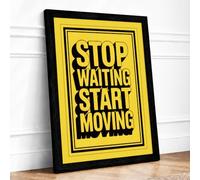 Stop Waiting Start Moving Typography Framed Wall Art Print A2 (59.4×42cm) Black, Wall Decor for Living Room, Bedroom, Office & Home, Ready to Hang, Art Gift