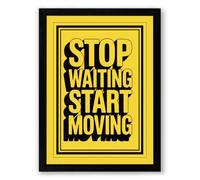 Stop Waiting Start Moving Typography Framed Wall Art Print A3 (42×29.7cm) Black, Wall Decor for Living Room, Bedroom, Office & Home, Ready to Hang, Art Gift