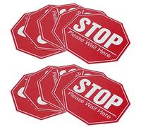 Stop Wall Sticker, 2 Set Safety Distance Floor Decals Stop Please Wait Here Sign for Indoor Use Keep Distance Reminder