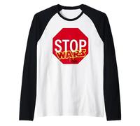 Stop Wars Forever Sign with Graffiti Tags and Peace Design Raglan Baseball Tee