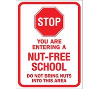 Stop You Are Entering A Nut Free School Warning Sign Wall Metal Plaque Metal Tin Sign Ornament For Outdoor Indoor 20X30cm