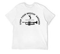 Stop Your Messin' Around Blue Beat & Ska Music Retro Graphic T-Shirt White-Style XL