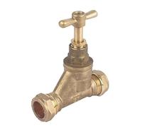 Stopcock 22MM, Compression Connection, Brass, Steel & Plastic, 1 in Pack