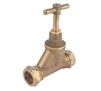 Stopcock 28MM, Compression Connection, Brass, Steel & Plastic, 1 in Pack