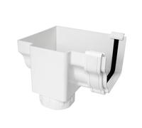 Stopend Offset Outlet for Marley Classic Ogee Gutter of Ultraframe Classic Conservatory Roof Guttering (Left-Hand (with Clips), White)