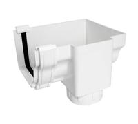 Stopend Offset Outlet for Marley Classic Ogee Gutter of Ultraframe Classic Conservatory Roof Guttering (Right-Hand (with Clips), White)