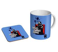 stopper Who Dares Wins Poster Blue - Ceramic Coffee Mug + Coaster Gift Set