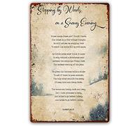 Stopping by Woods on A Snowy Evening Poem Robert Frost Quotes Poetry Novelty Retro Metal Tin Sign Funny Wall Decor Garage Bar Courtyard Living room 8x12 inch