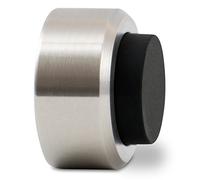 Stoppwerk Door Stop Wall Mounted - Stainless Steel Door Stoppers with Rubber Buffer - Small, Decorative Door Stopper incl. Screws - Ø3.2cm H: 2cm