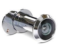 Stoppwerk Door Viewer Chrome Style - Silver 14 mm Spy Hole for Installation in 35-55mm Doors - 200° Wide Angle Front Door Peephole incl. Cover