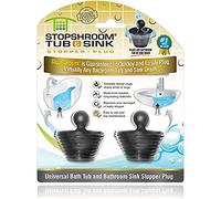 StopShroom Pack of 2 Universal Stopper Plug for Bathtub and Bathroom Sink Drains Silicone Black