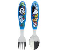 STOR 2 Piece Children's Cutlery Set Mickey Mouse Stainless Steel Fork and Spoon with Decorated Handle BPA Free for Kids