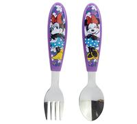 STOR 2 Piece Children's Cutlery Set Minnie Mouse Stainless Steel Fork and Spoon with Decorated Handle BPA Free for Kids