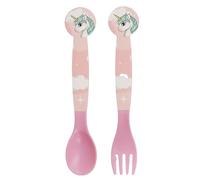 STOR 2-Piece Kids Cutlery Set Unicorn Plastic - Reusable Fork and Spoon with Rounded Safe Design for Children BPA Free
