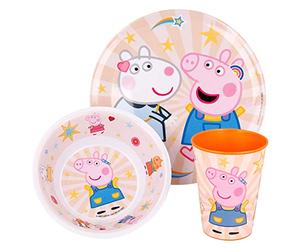 Stor 8412497412594Melamine Dinnerware 3-Piece Set Without Border, Peppa Pig Kindness Counts