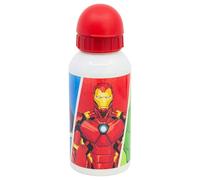 STOR Avengers Aluminium Water Bottle 400ml for Kids - Reusable Children's Drinking Bottle with Safety Spout and Leak-Proof Cap - Lightweight and Durable