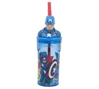 Stor Captain America 360 ml Reusable Kids Cup with Straw and Lid with 3D Figurine - Avengers