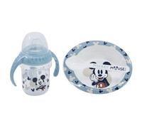 STOR Baby Feeding Set Mickey Mouse - Bowl, Spoon and Training Cup 250ml - Microwave Safe, BPA Free - Disney Baby +10 Months