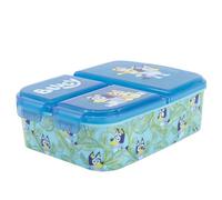 Stor Bluey Kids Childrens Multi Compartment Rectangular School Travel Lunch Food Box Sandwich Bento Container, BPA Free (Blue)