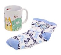 STOR Ceramic Mug 325ml and Socks Set Bluey - Gift Box - Breakfast and Textile Accessory for Kids