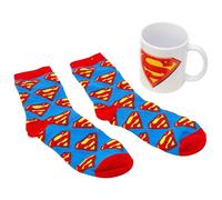 STOR Ceramic Mug 325ml and Socks Set Superman - Gift Box - Breakfast and Textile Accessory for Kids