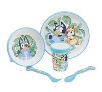 STOR Children's Tableware Set Bluey with Non-Slip Base, Plate, Bowl, 260ml Tumbler and Cutlery, Microwave Safe, BPA Free