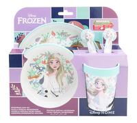 STOR Children's Tableware Set Frozen with Non-Slip Base, Plate, Bowl, 260ml Tumbler and Cutlery, Microwave Safe, BPA Free