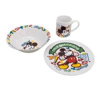 STOR Children's Tableware Set Mickey Mouse - Ceramic Plate, Bowl and Mug - Complete Dinnerware Gift Box for Kids
