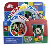 STOR Children's Tableware Set Mickey Mouse - Tumbler Plate Bowl Cutlery - Durable Plastic Microwave Safe - BPA Free - Kids Dinnerware