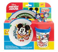 STOR Children's Tableware Set Mickey Mouse with Non-Slip Base, Plate, Bowl, 260ml Tumbler and Cutlery, Microwave Safe, BPA Free