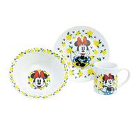 STOR Children's Tableware Set Minnie Mouse - Ceramic Plate, Bowl and Mug - Complete Dinnerware Gift Box for Kids