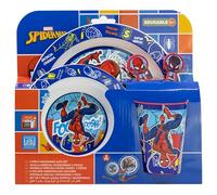 STOR Children's Tableware Set Spider-Man - Tumbler Plate Bowl Cutlery - Durable Plastic Microwave Safe - BPA Free - Kids Dinnerware