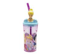 STOR Disney Princesses Reusable Cup with Straw and lid, 3D Figure, 360 ml
