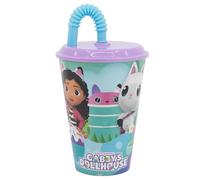 Stor Gabby's Dollhouse Reusable Drinking Cup with Lid and Straw, 430 ml, 21230