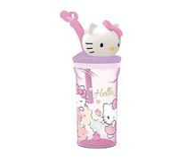 STOR Kids Tumbler with Straw and Lid Hello Kitty, 3D Figure, 360 ml, Reusable Plastic, BPA Free, Ideal for Boys and Girls