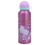 STOR Hello Kitty Kids Aluminium Water Bottle 530ml with Anti-Drip Spout and Safety Cap Reusable for School Sports Children