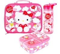 Stor Hello Kitty Kids Childrens Lunch Box Set - Insulated Lunch Bag, Multicompartment Lunch Box & 580ml Water Bottle - School Travel Lunch Food Set, BPA Free