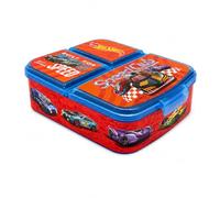 Stor Hot Wheels Lunch Box, Kids Snack Box with 3 Compartments, BPA Free Sandwich Box for Boys and Girls, Reusable Packed Lunch Container, School, Nursery and Picnics, 17x14x5 cm, Officially Licensed