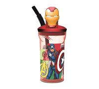 Stor Iron Man 360 ml Reusable Children's Cup with Straw and Lid with 3D Figurine - Avengers