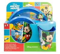 STOR Kids Dinnerware Set 5 Pieces Mickey Mouse - Tumbler Plate Bowl Cutlery Resistant Plastic BPA Free - Children Mealtime