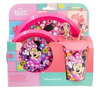 STOR Kids Dinnerware Set 5 Pieces Minnie Mouse - Tumbler Plate Bowl Cutlery Resistant Plastic BPA Free - Children Mealtime