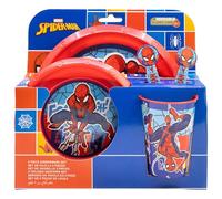 STOR Kids Dinnerware Set 5 Pieces Spider-Man - Tumbler Plate Bowl Cutlery Resistant Plastic BPA Free - Children Mealtime