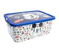 Stor Kids Storage Box Mickey Mouse with Click Lid 13 Litres - Plastic Toy Organiser Container for Children's Room