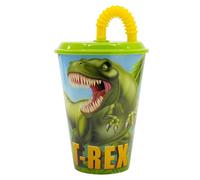 Stor Kids Tumbler with Lid and Straw Dinosaur 430ml - Plastic Cup for Children - Spill-Proof Design