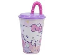 STOR Kids Tumbler with Lid and Straw Hello Kitty 430ml - Reusable Plastic Cup for Children - Spill-Proof Design