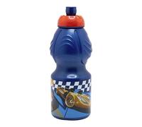 Stor Kids Water Bottle Hot Wheels 400ml Plastic with Anti-Drip Cap and Non-Slip Band BPA Free for Children