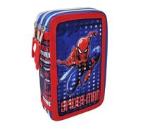 Stor Marvel Multicompartment Spiderman Pencil Case, 44 Pieces, Coloured Pencils, Markers