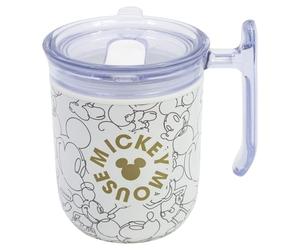 STOR Mickey Mouse Travel Coffee Mug with Handle and Slide Lid 470ml - Stainless Steel Double Wall Insulated Reusable Tumbler